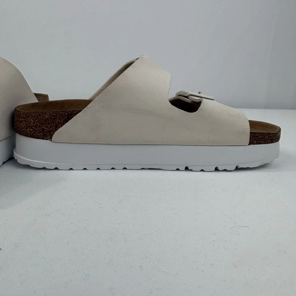 Papillio Birkenstock Arizona Platform Sandals Eggshell Vegan EU 38 US 7-7.5